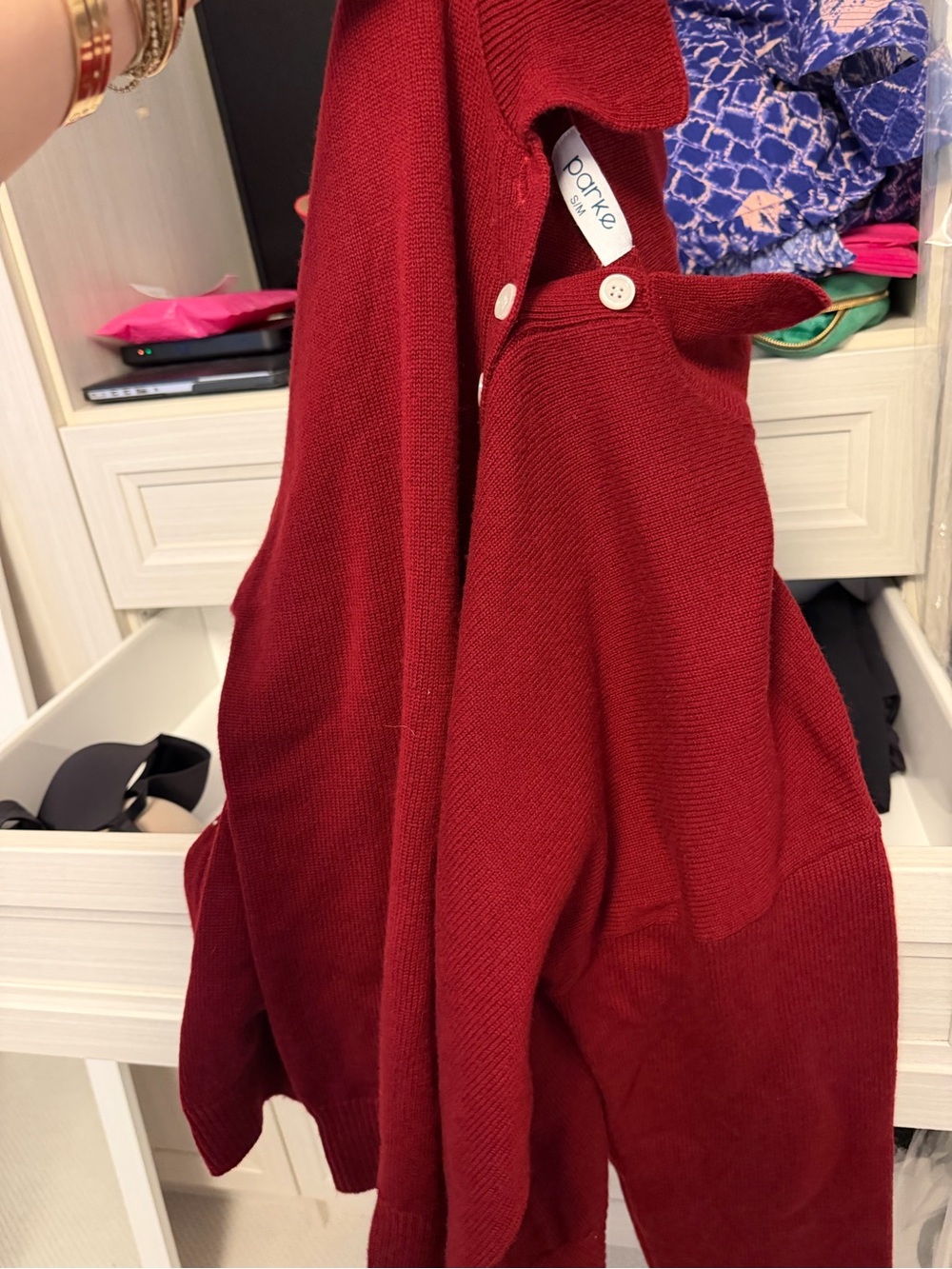 Parke Red Women's Button-Shoulder Sweater